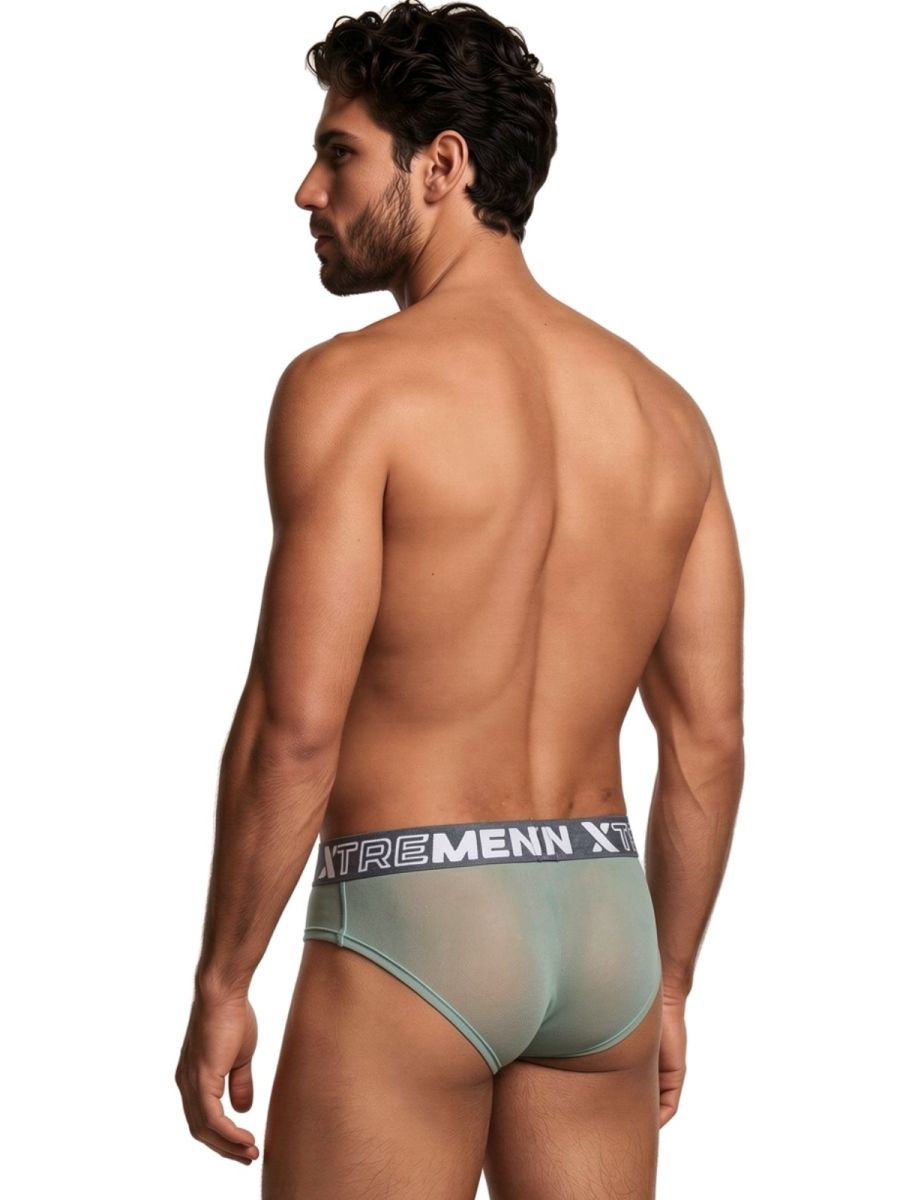 Xtremen 91262 Mens Sexy Microfiber Sheer Mesh Briefs Green