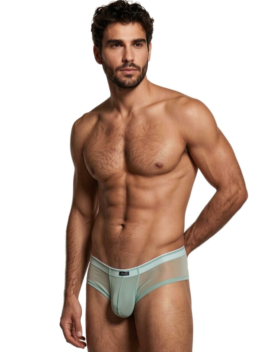 Xtremen 91263 Mens Sheer See-through Microfiber Mesh Briefs Green