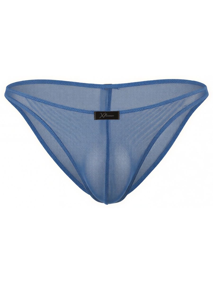 Xtremen 91264 Mens Microfiber See-through Mesh Bikini Brief Blue