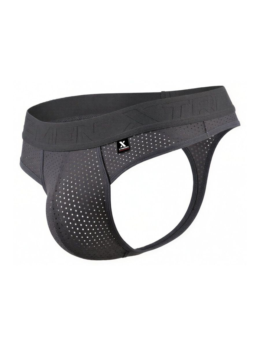 Xtremen 91268 Elite Mens Athletic Micro-Perforated Performance Thongs Gray