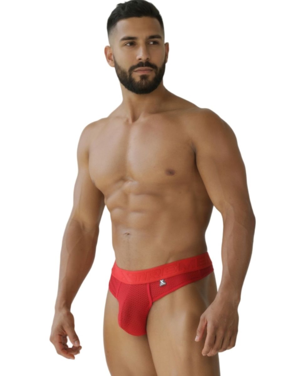 Xtremen 91268 Elite Mens Athletic Micro-Perforated Performance Thongs Red