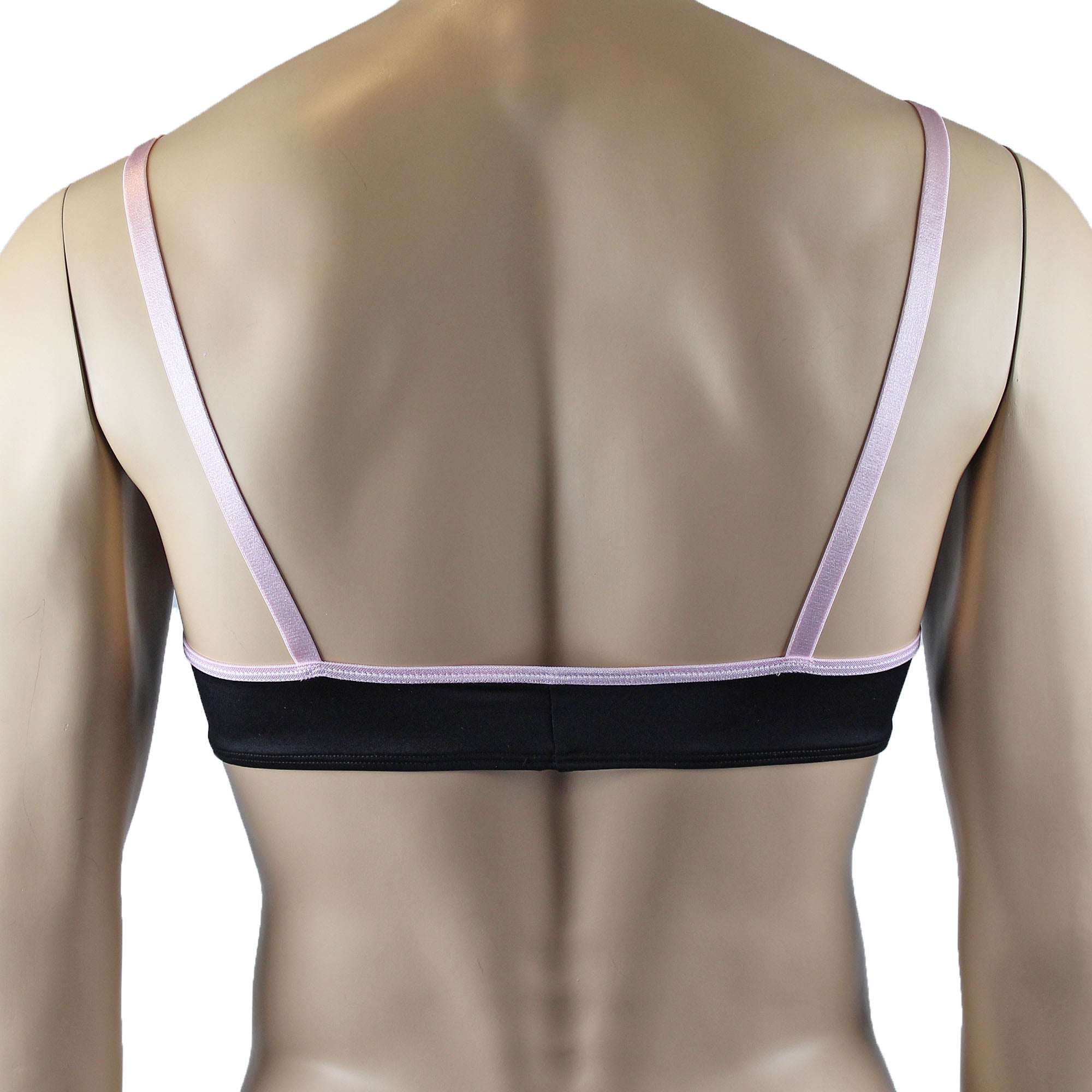 Mens Isabel Bra Top and Bikini Brief Male Lingerie Black & Light Pink Lace