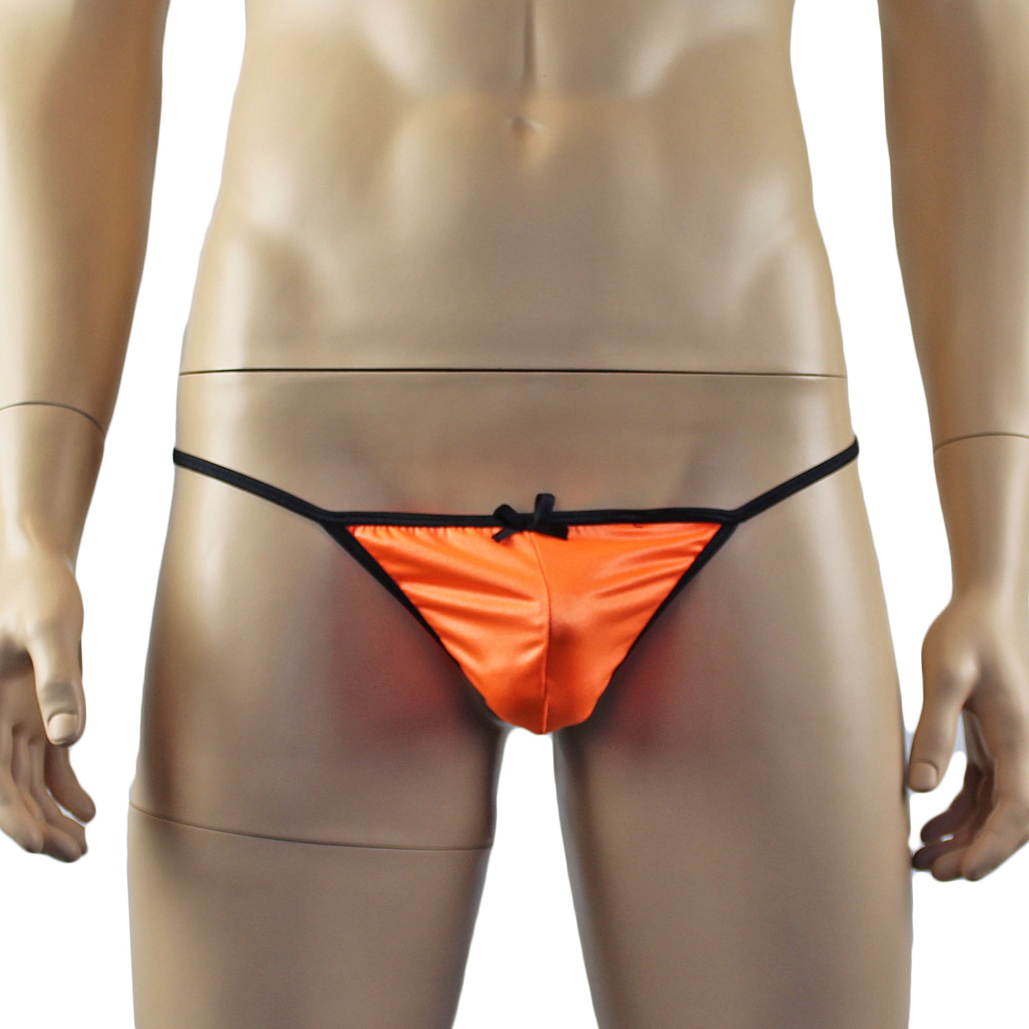 Mens Jenny Shiny Spandex Bra Top & G string Lingerie Orange