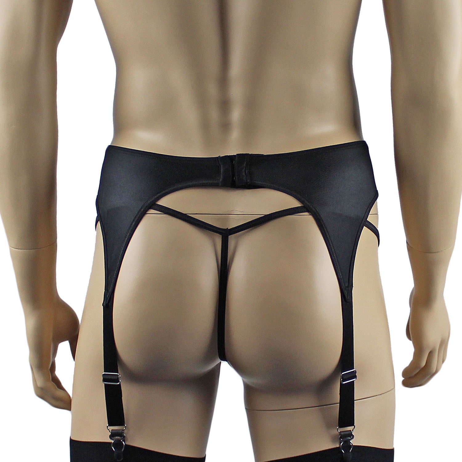 Mens Jenny Satin Spandex Garterbelt Lingerie Black or White