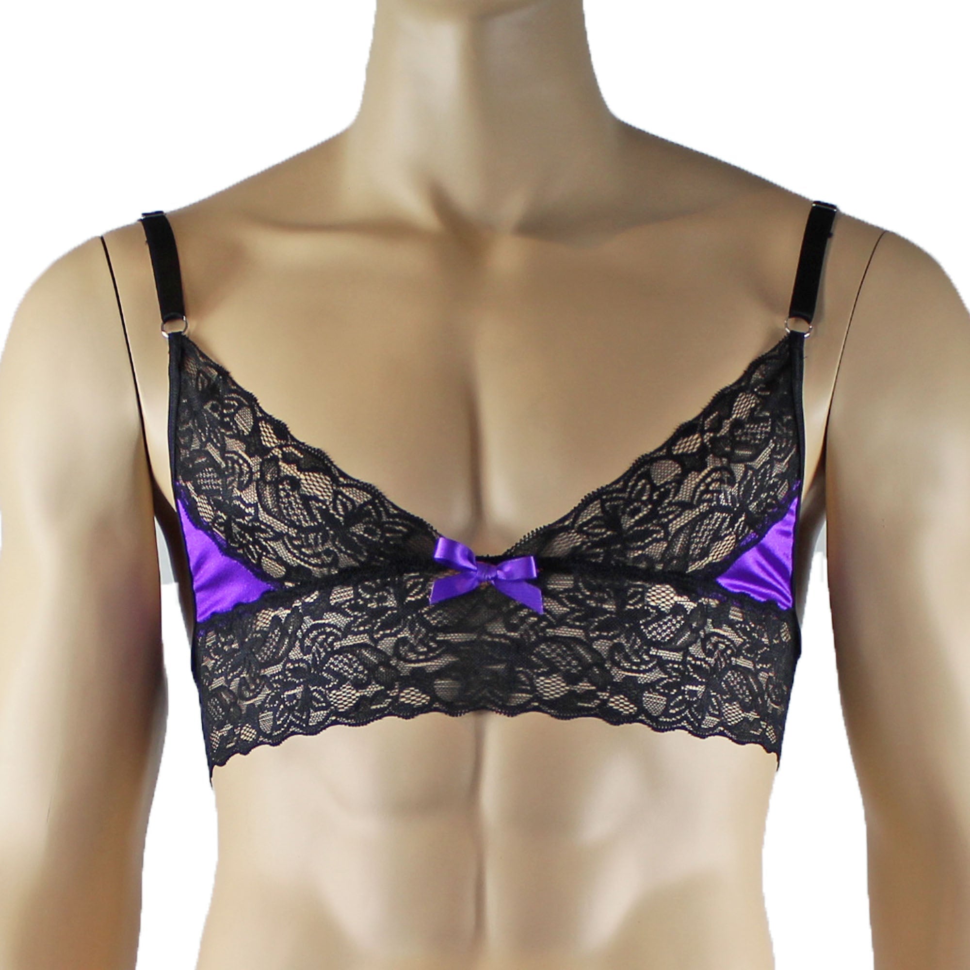 Mens Joanne Lace Bra Top Lingerie for Men (purple and black lace plus other colours)