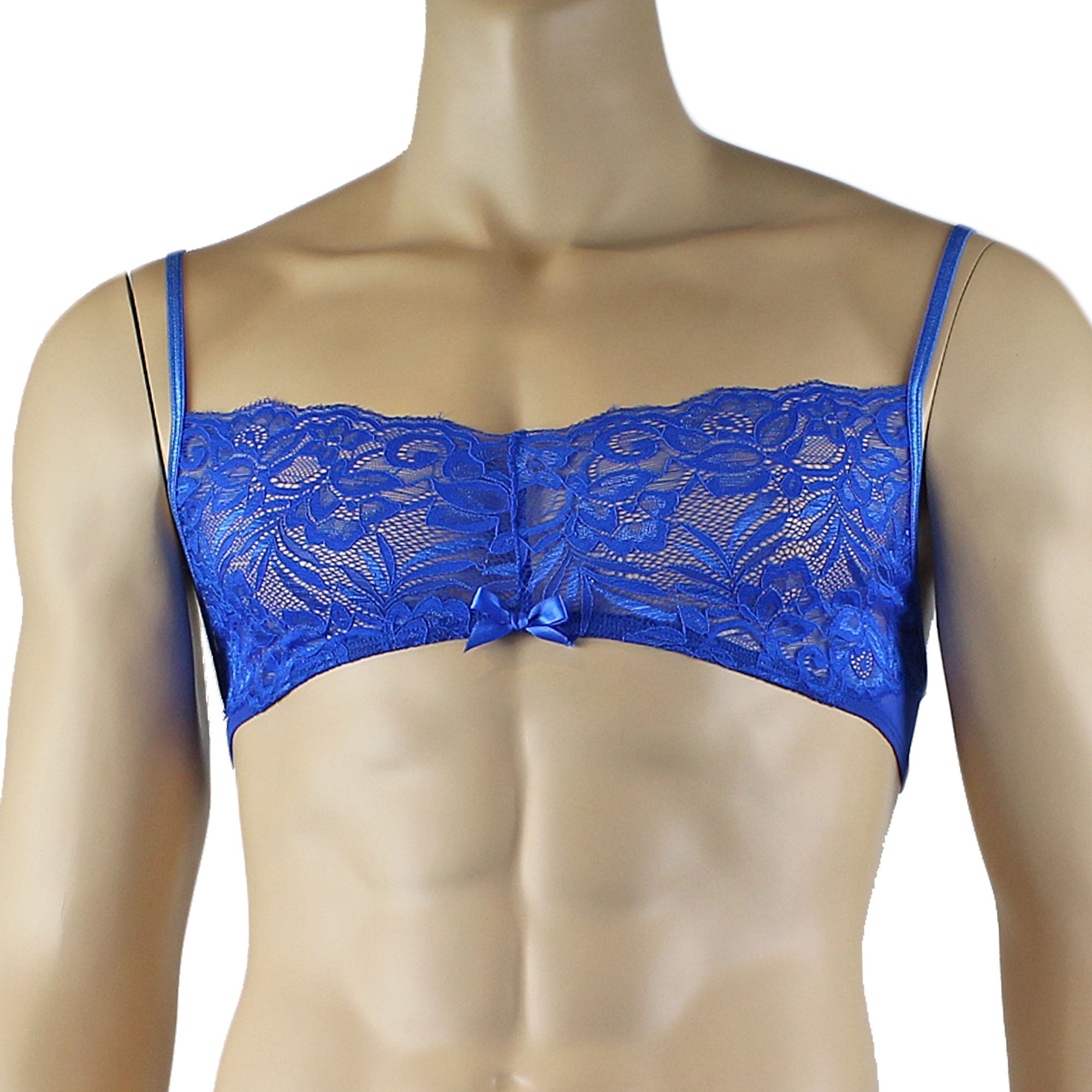 Mens Kristy Lace & Mesh Bra Top BR02L and Bikini Brief Blue