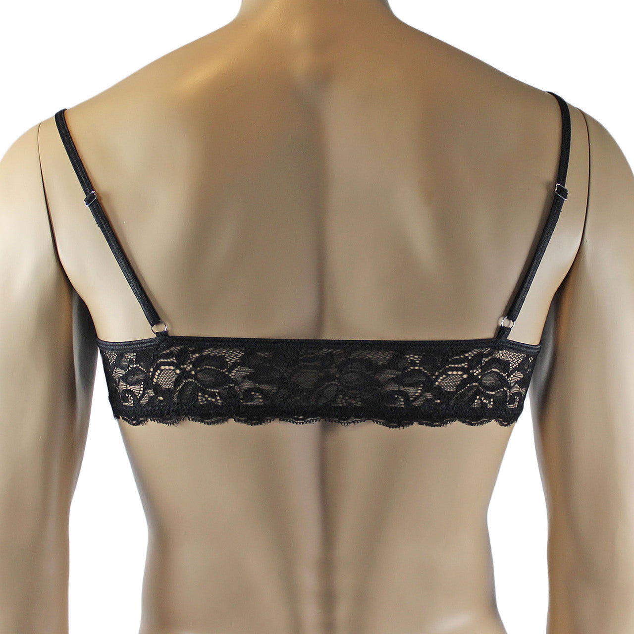 Mens Kristy Lingerie Lace Bra Top BR04 with thin Straps Black
