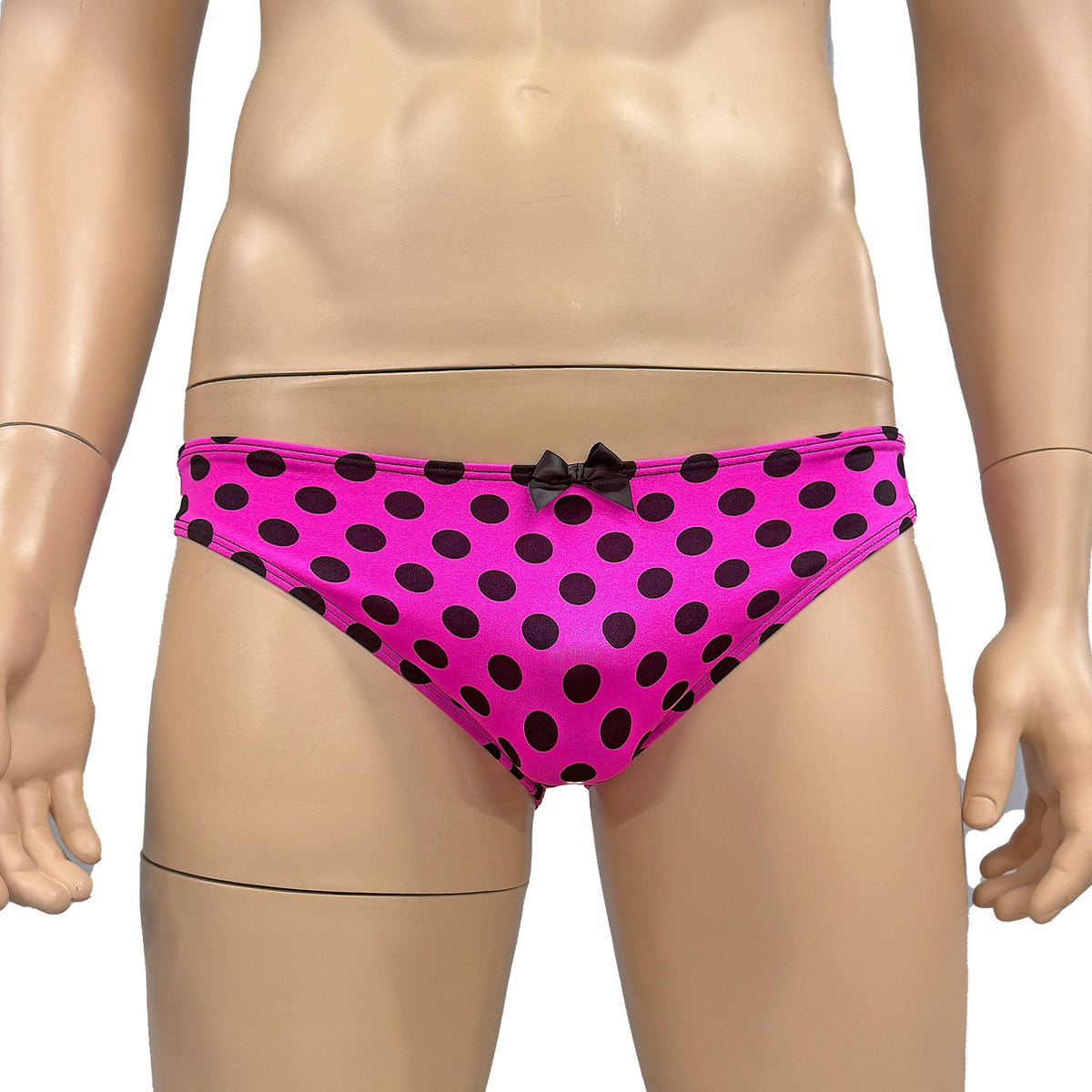 Mens Hot Pink Poka Dot Seamless Wide Front Bikini Brief