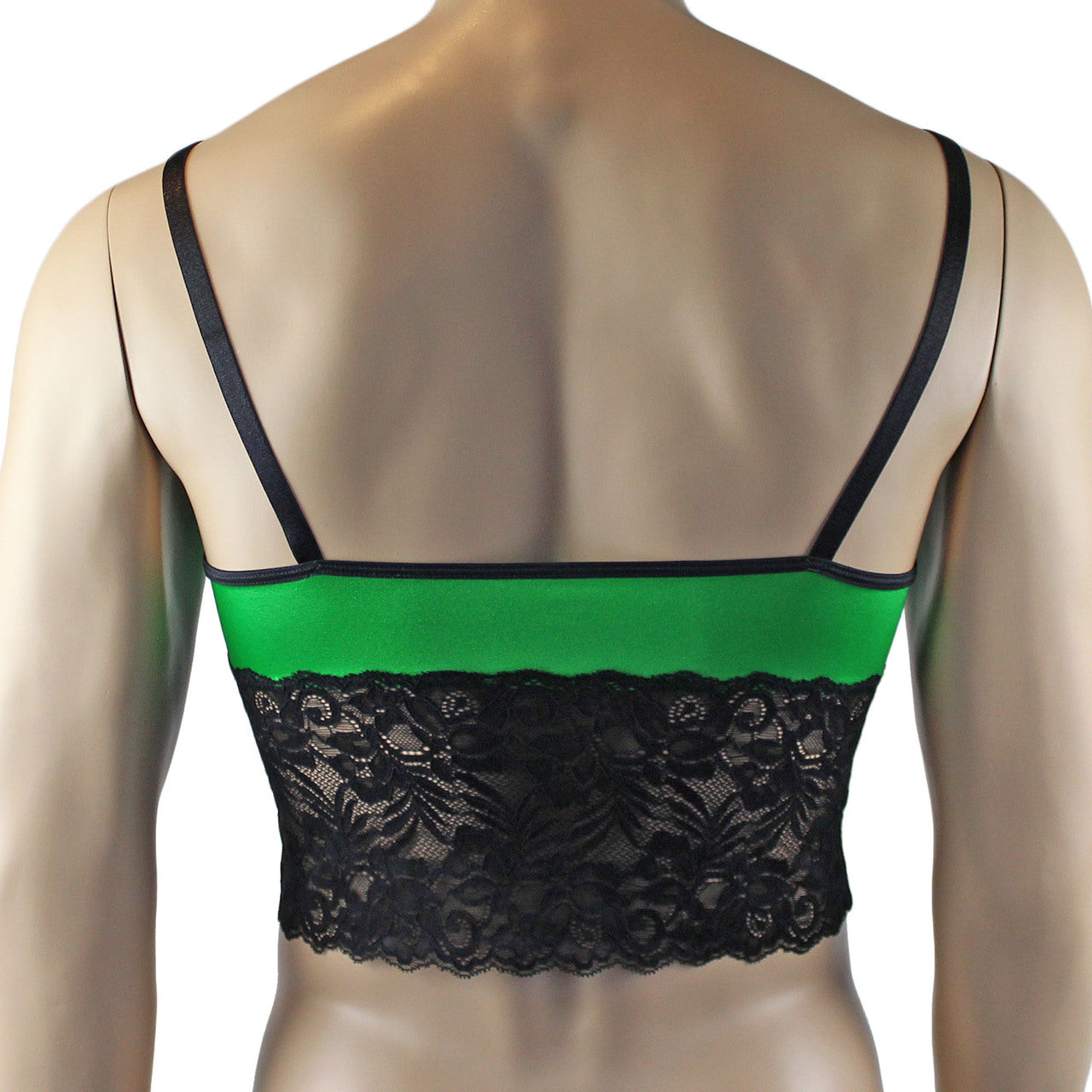 Mens Risque Camisole Top Boxer Briefs Neon Green and Black Lace