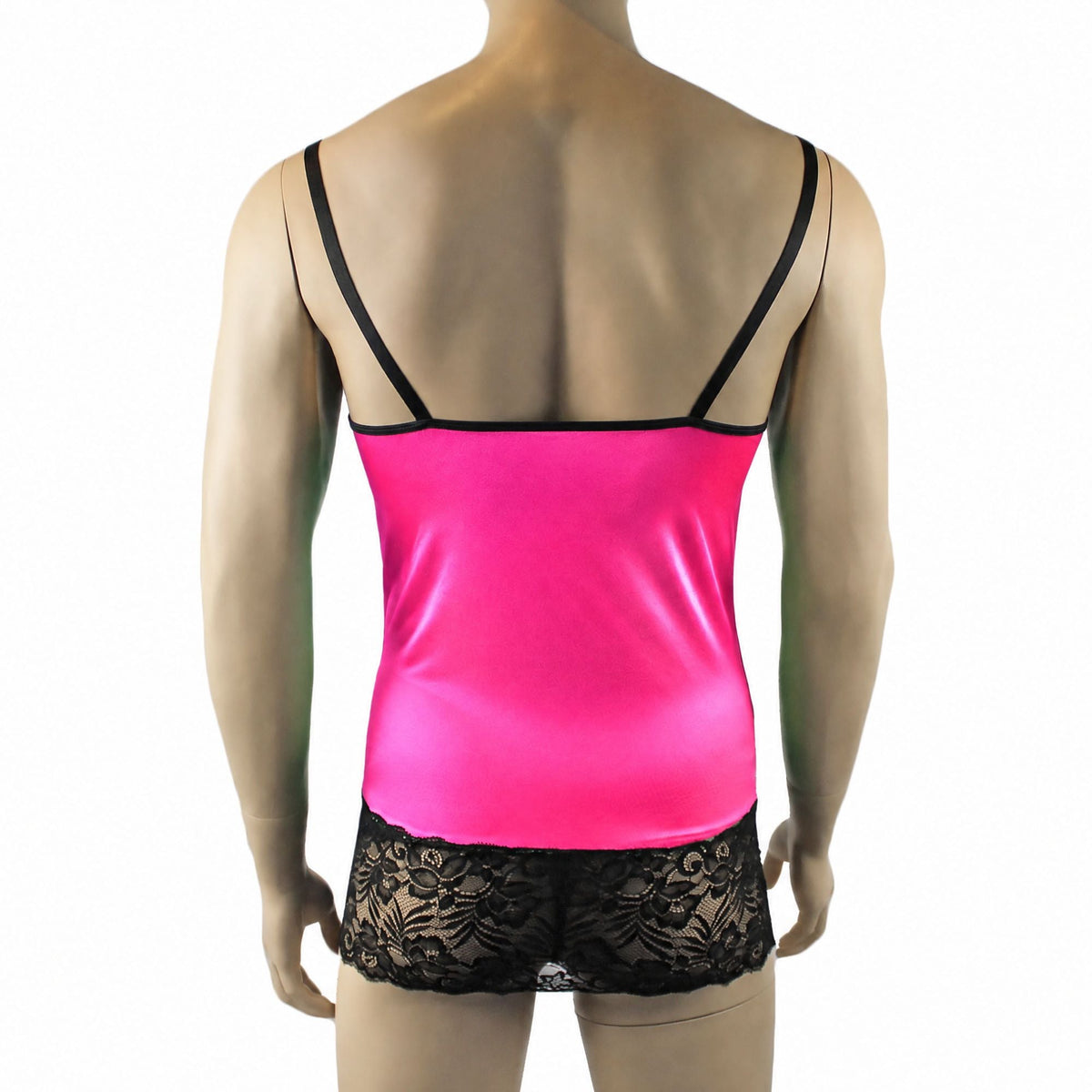 Mens Risque Camisole Mini Dress Chemise & G string Pink & Black