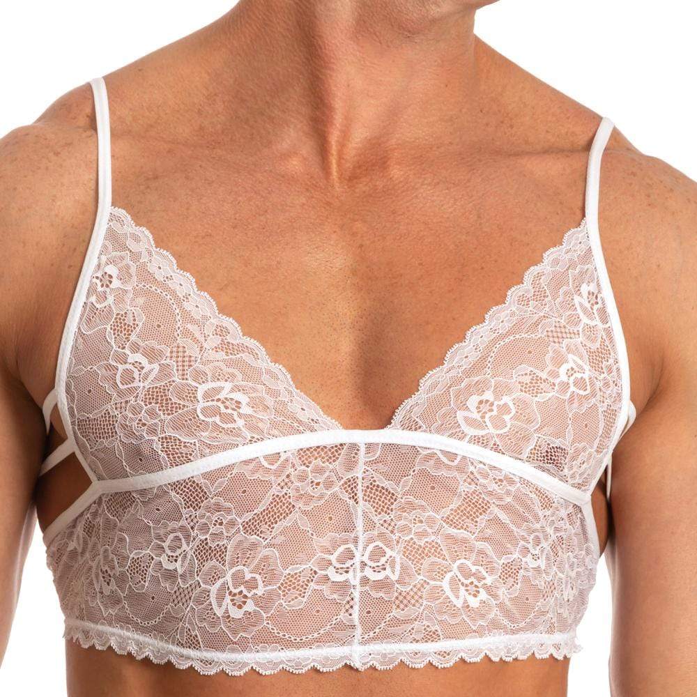 JCSTK - Mens Secret Male Lacey Bra Crop Top White