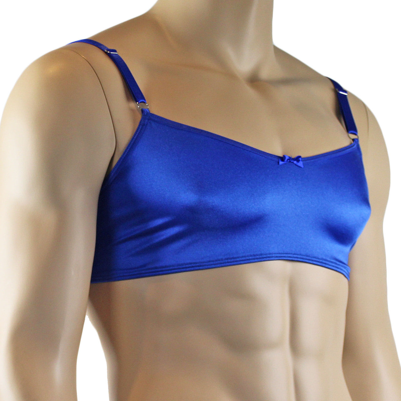 Mens Jenny Shiny Spandex Bra Top with Adjustable Straps (blue plus other colours)
