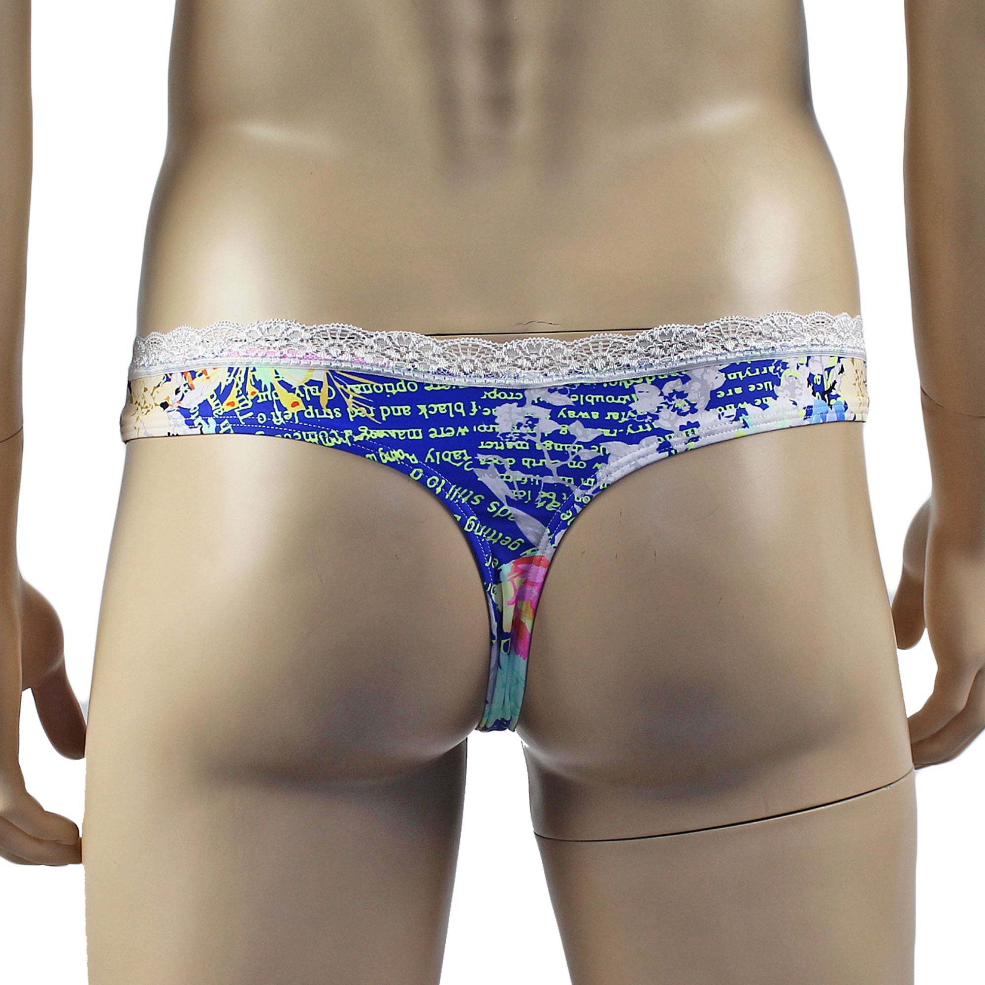 Mens Suzanne Floral Torso Corset Top, Thong & Stockings