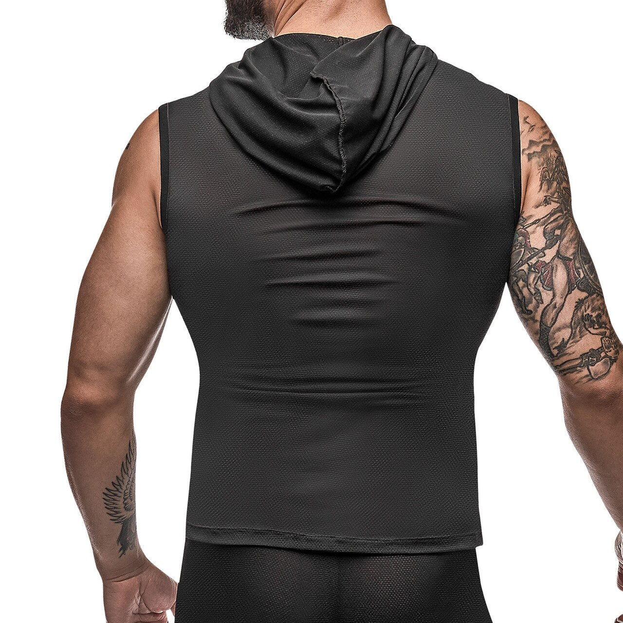 Mens Hooded Tank Top Black