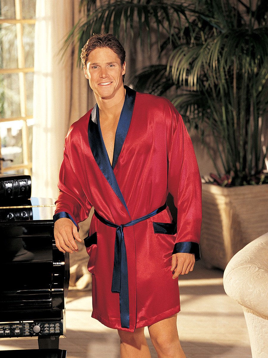 Black and red silk robe top