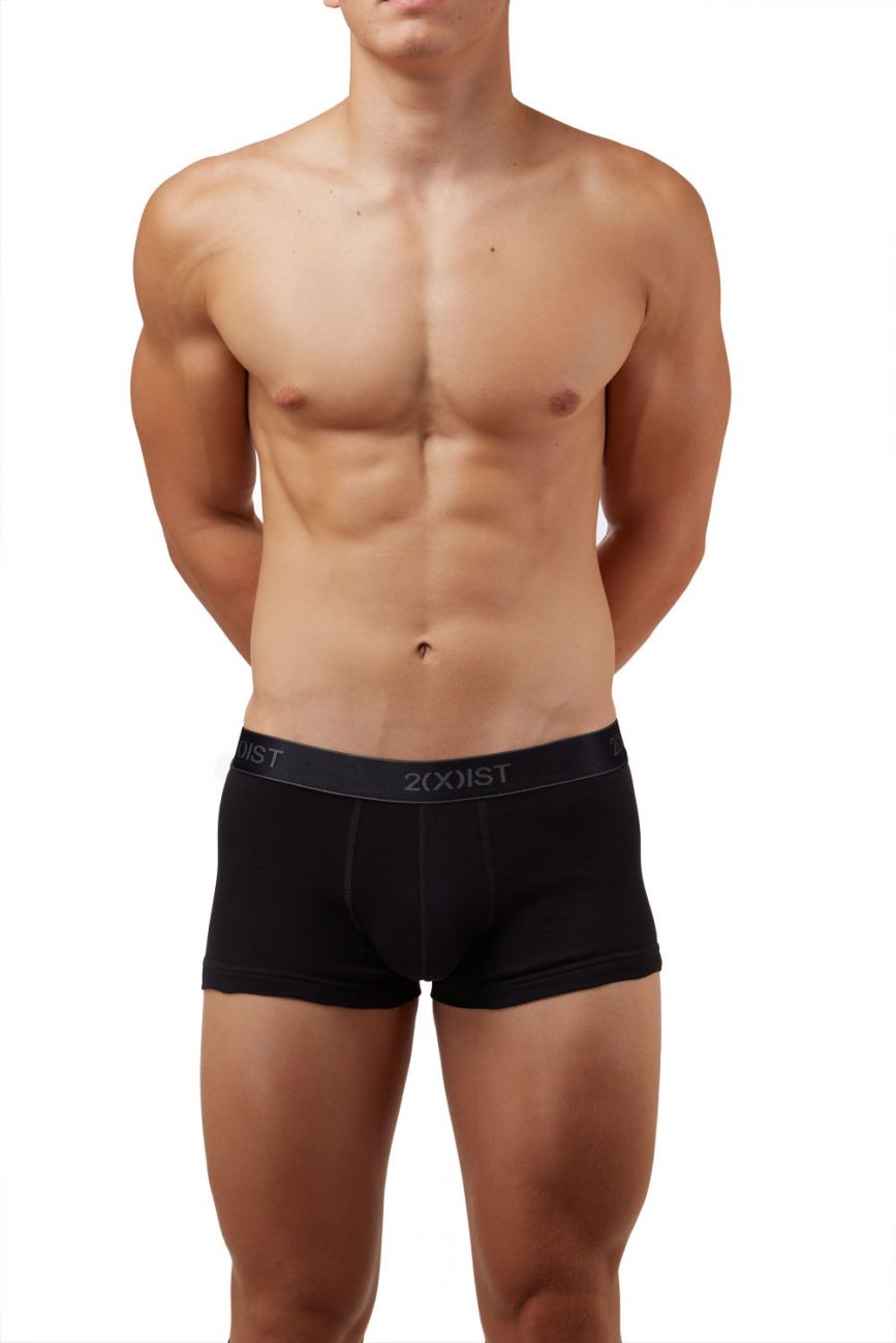 2(X)IST 3102033303 Cotton 3PK No-Show Trunks Black