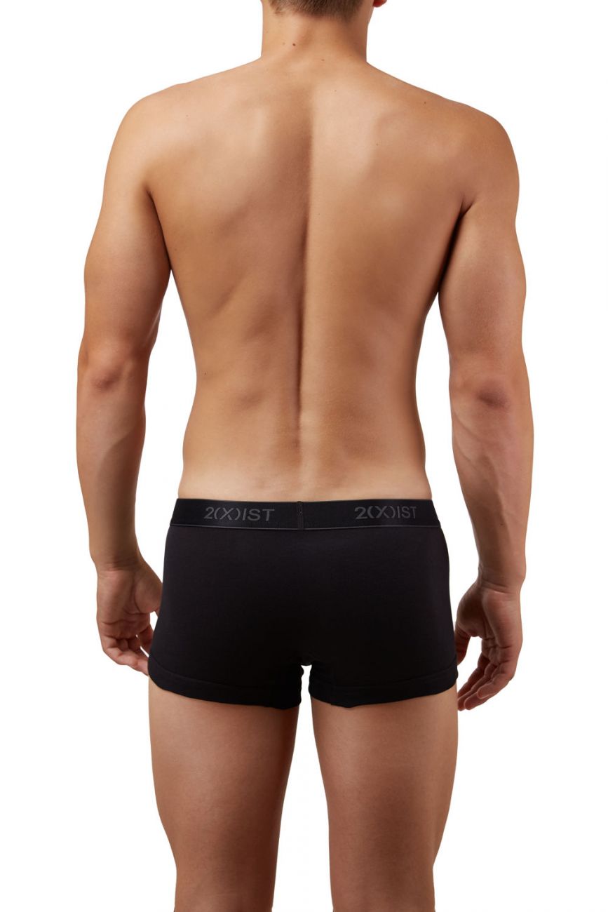2(X)IST 3102033303 Cotton 3PK No-Show Trunks Black