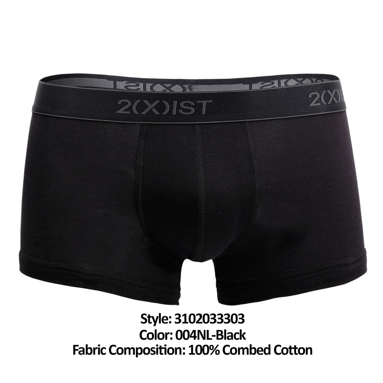 2(X)IST 3102033303 Cotton 3PK No-Show Trunks Black