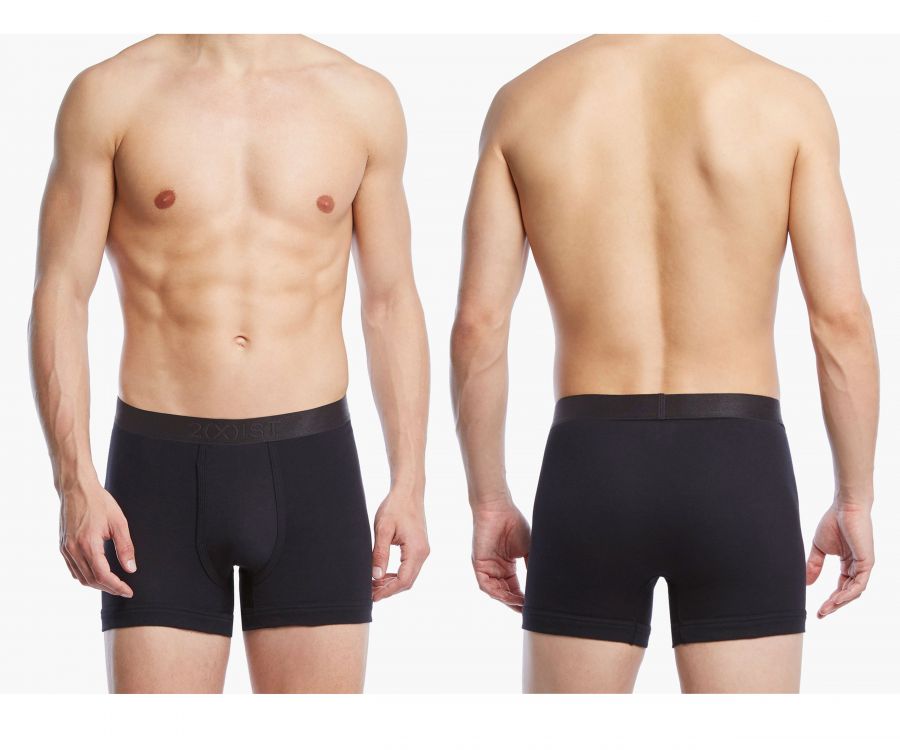 2(X)IST 3104100401 Pima Cotton Boxer Briefs Black
