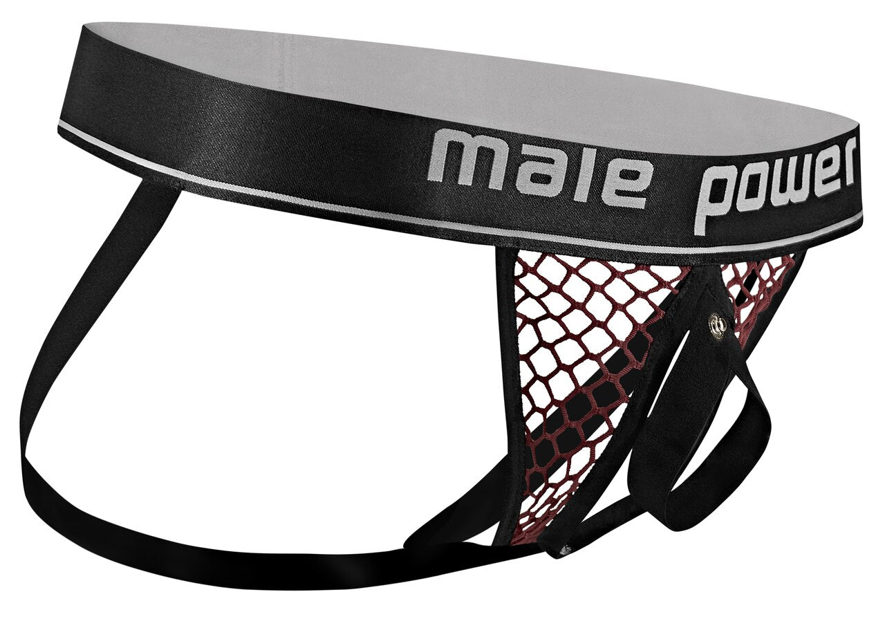 Mens Male Power Ring Jock Strap Burgundy