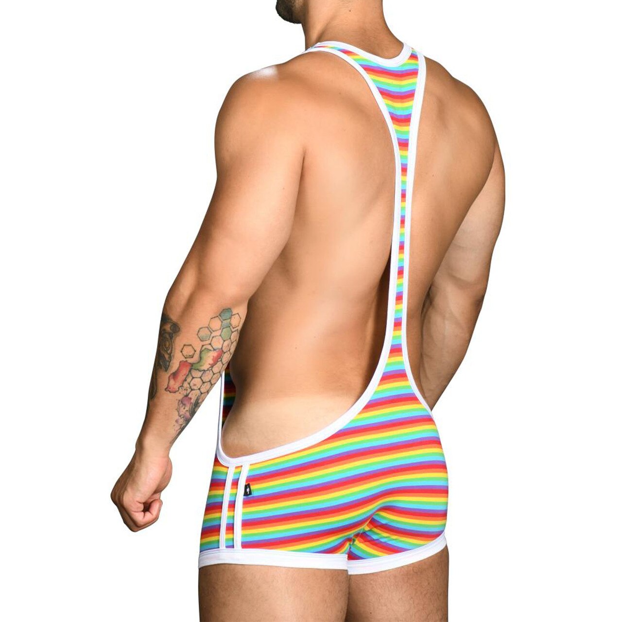 Mens Andrew Christian Pride Rainbow Stripe Singlet w/ Almost Naked