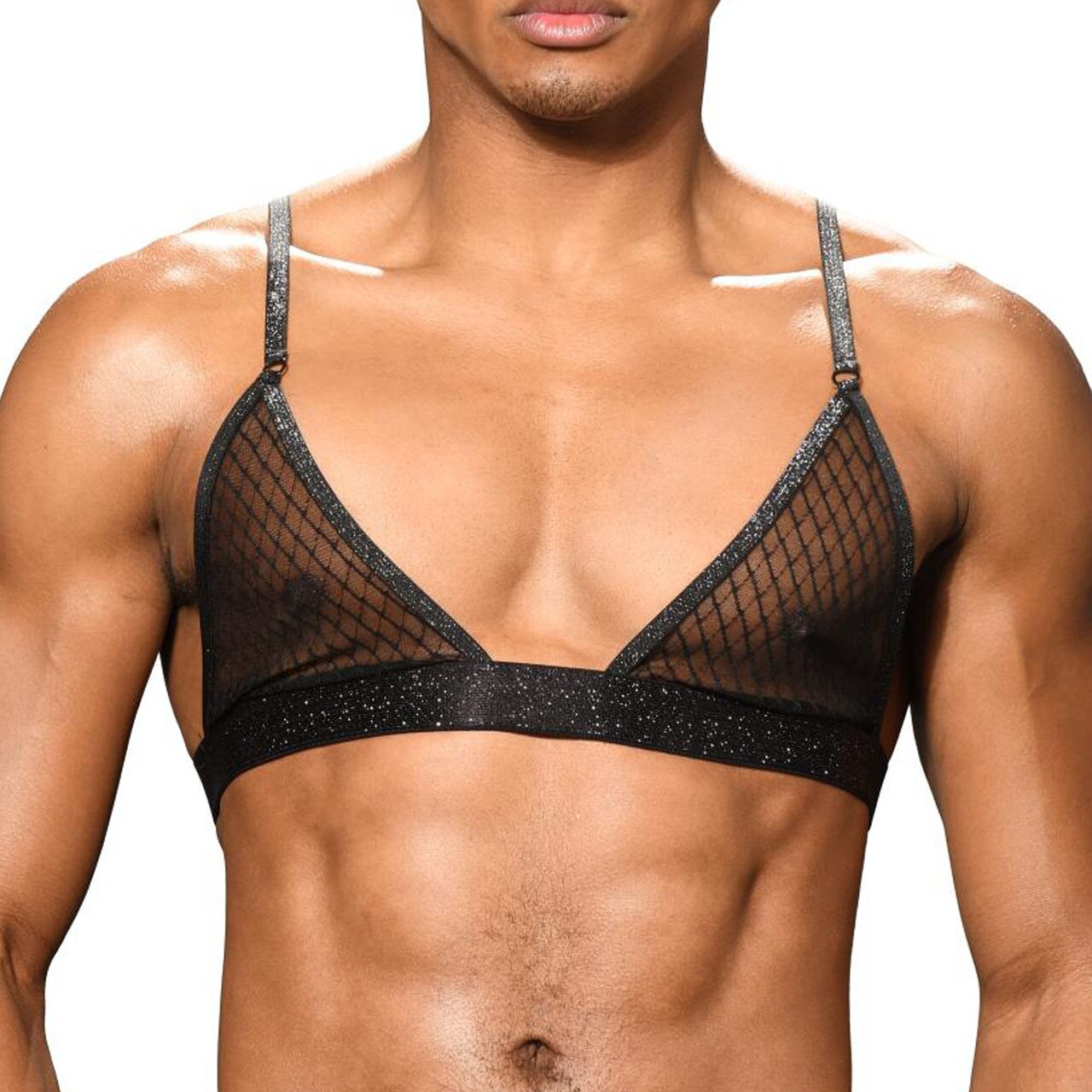 Mens Sexy Lace Boy Bra Black