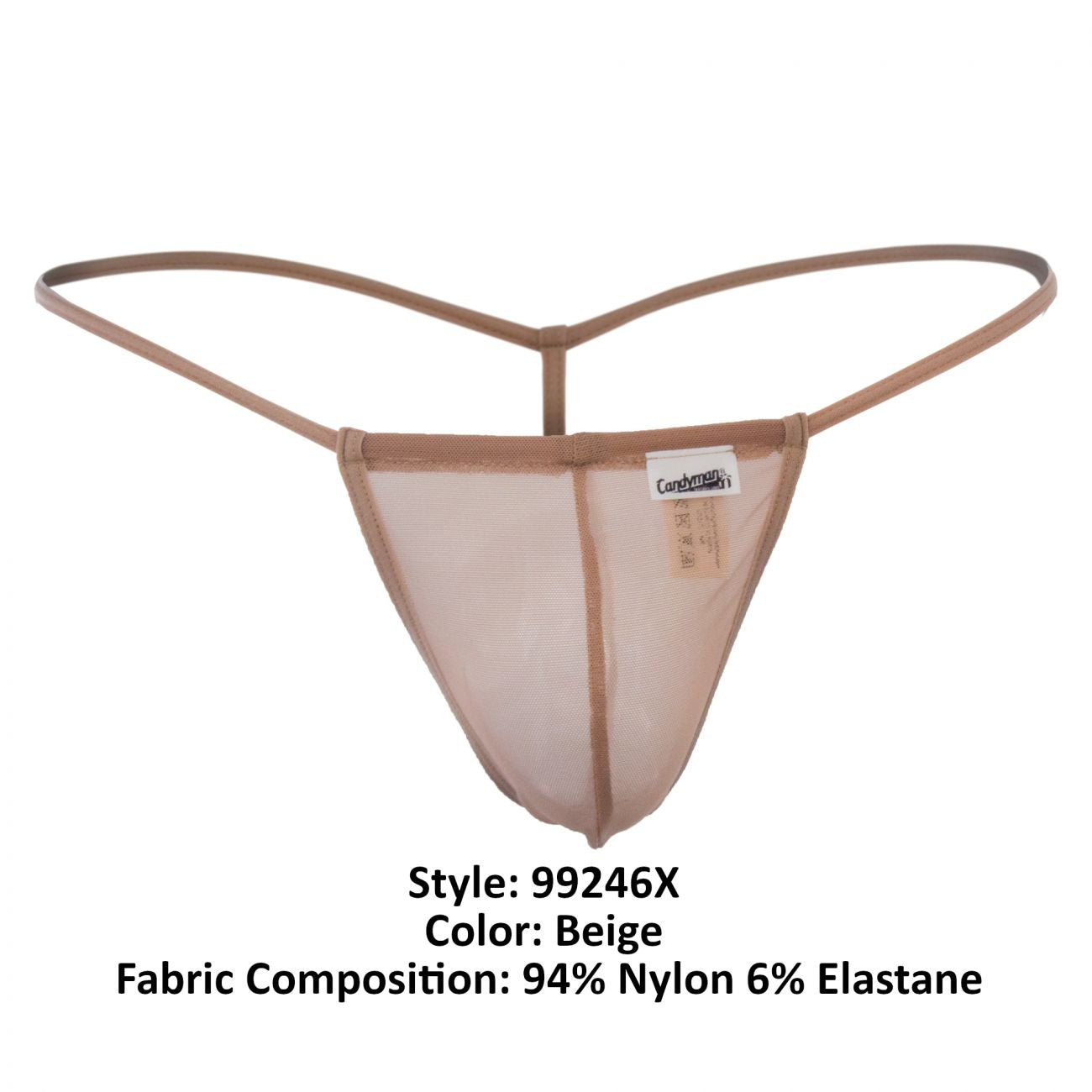 CandyMan 99246X Micro Mesh Thong Beige Plus Sizes