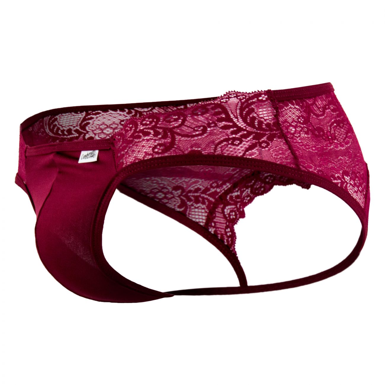 CandyMan 99312X Lace Jockstrap Burgundy Plus Sizes