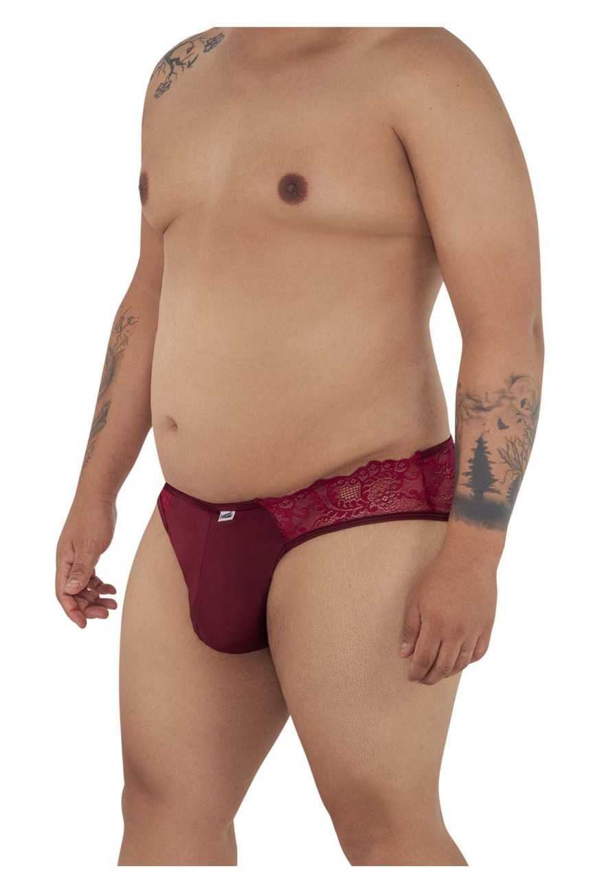 CandyMan 99312X Lace Jockstrap Burgundy Plus Sizes