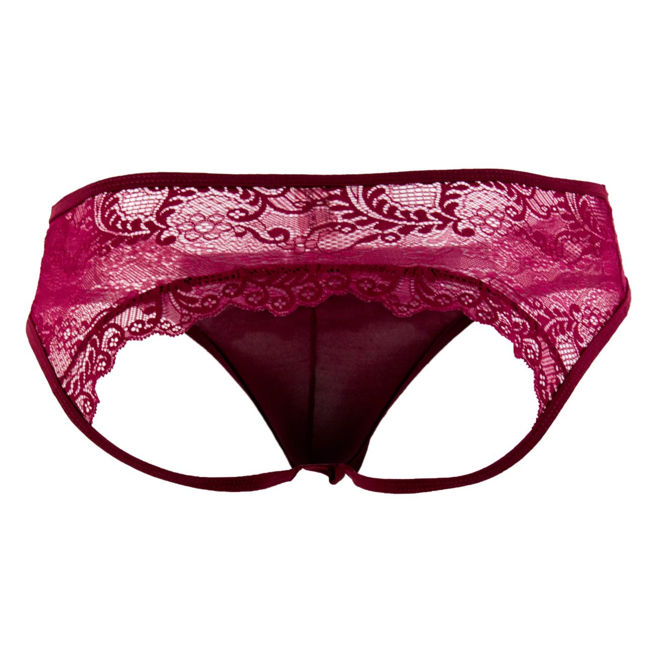 CandyMan 99312X Lace Jockstrap Burgundy Plus Sizes
