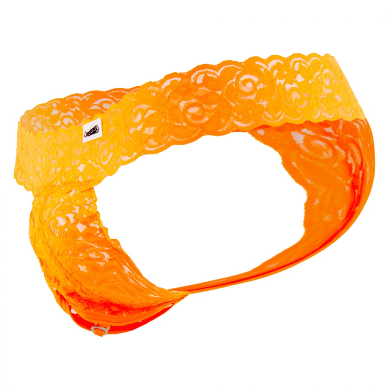 CandyMan 99315X Peek a Boo Lace Thongs Hot Orange Plus Sizes