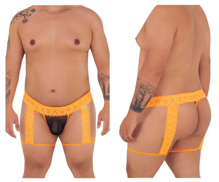 CandyMan 99369X Lace Thongs Hot Orange Plus Sizes