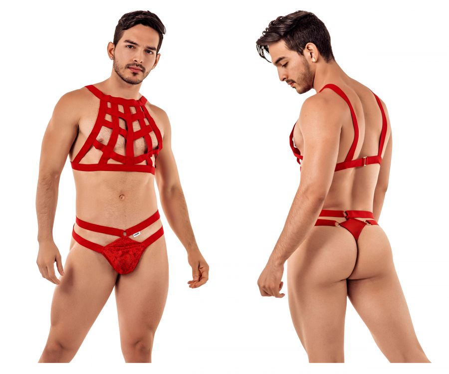 CandyMan 99419 Cage Harness Thongs Red