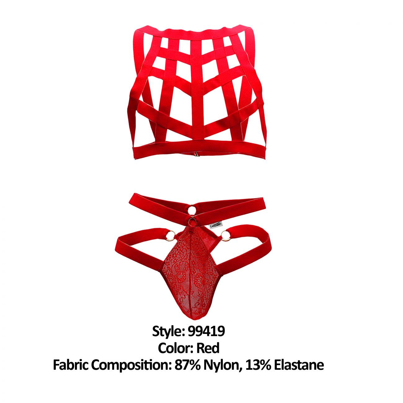 CandyMan 99419 Cage Harness Thongs Red