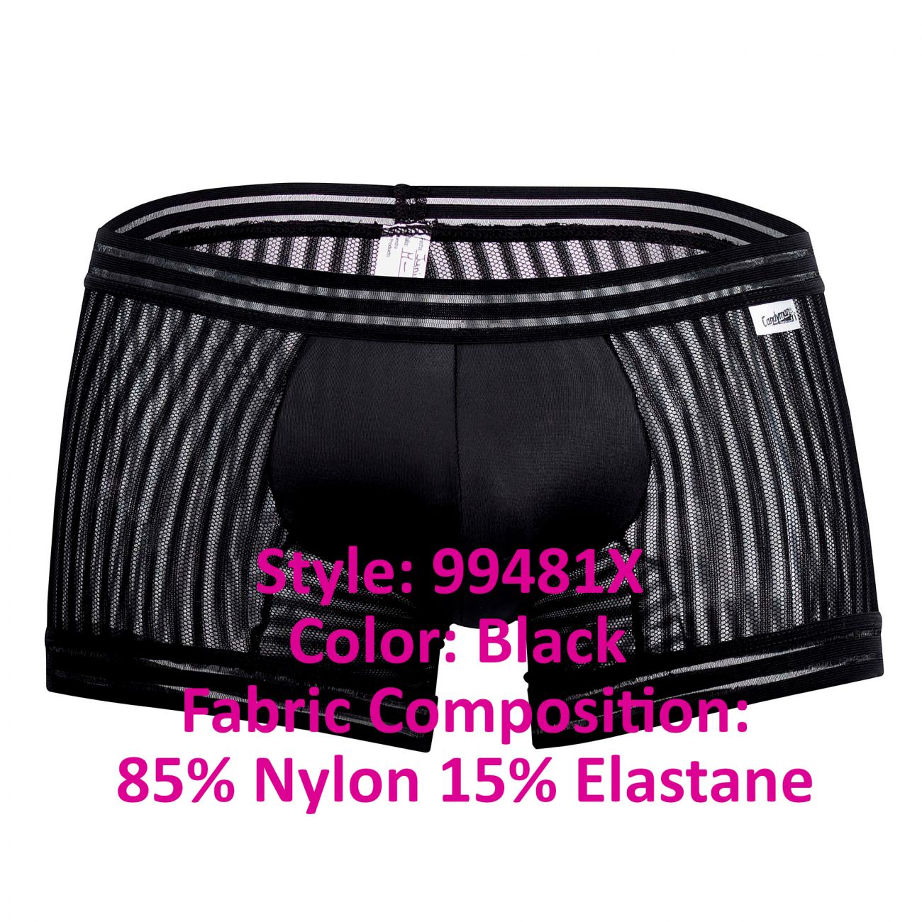 CandyMan 99481X Mesh Trunks Black Plus Sizes