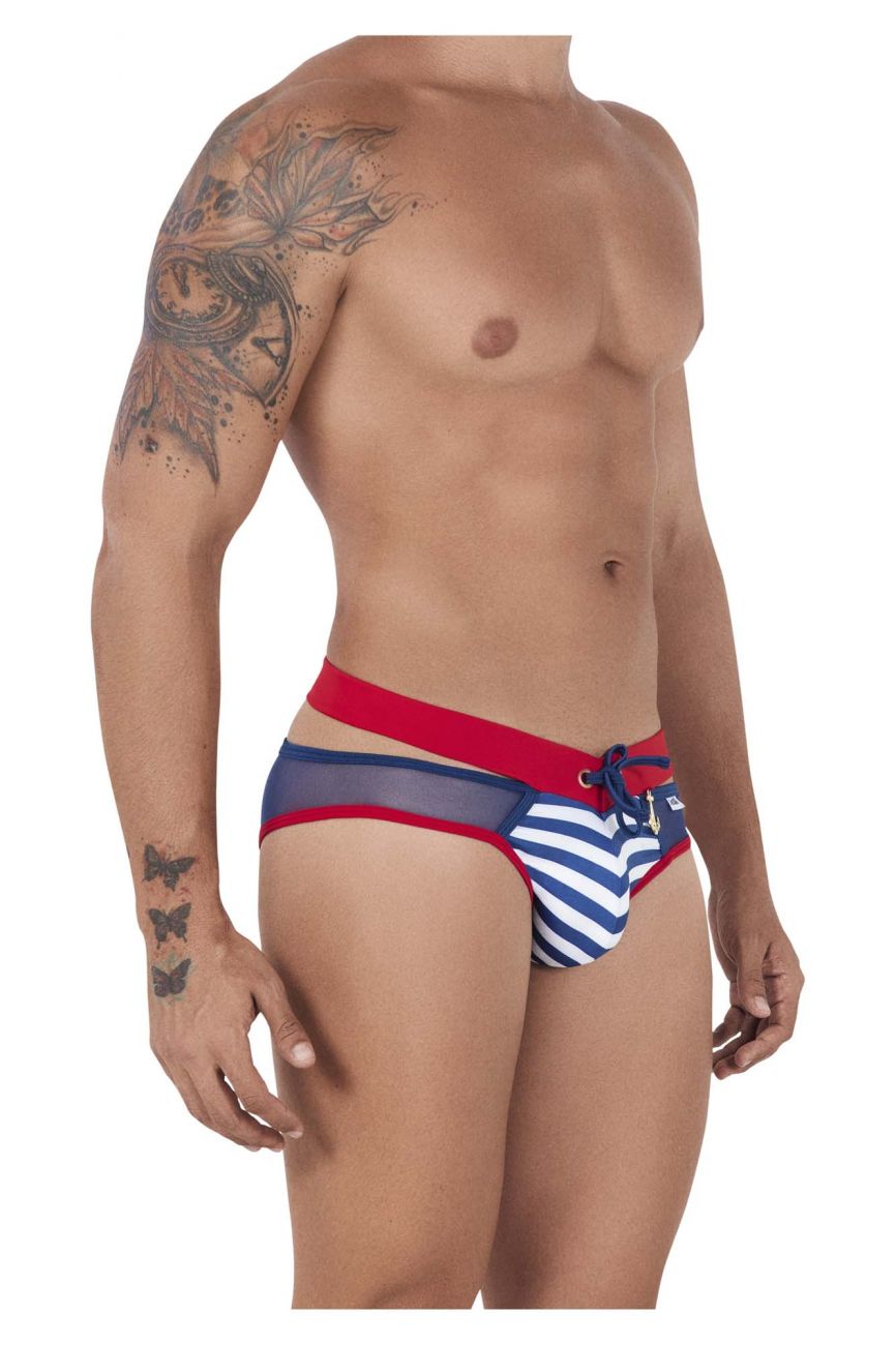CandyMan 99501 Mesh-Stripes Bikini Navy & Red