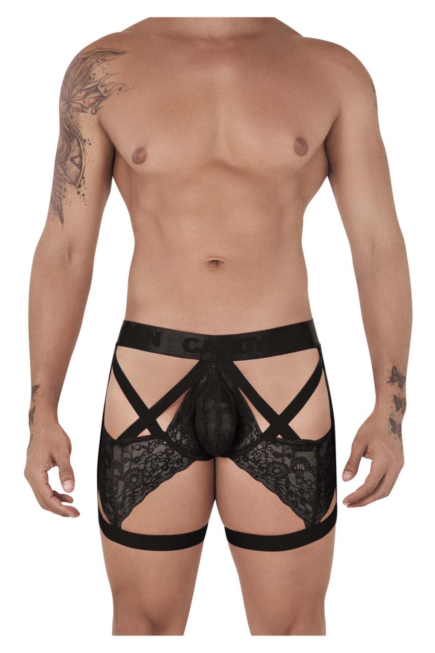 CandyMan 99502 Lace Garter Trunks Black