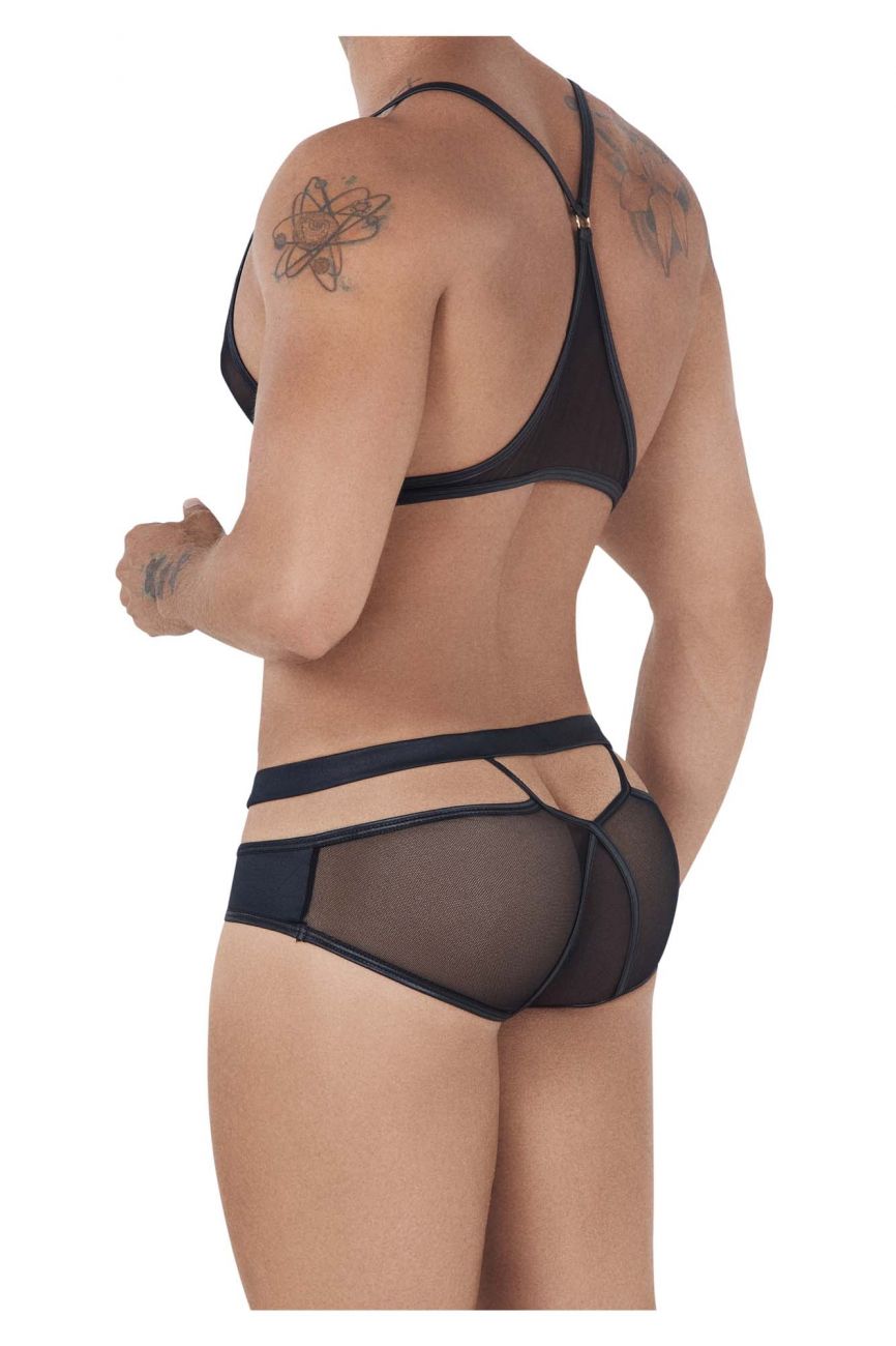 CandyMan 99525 Mesh Top and Bikini Set Black