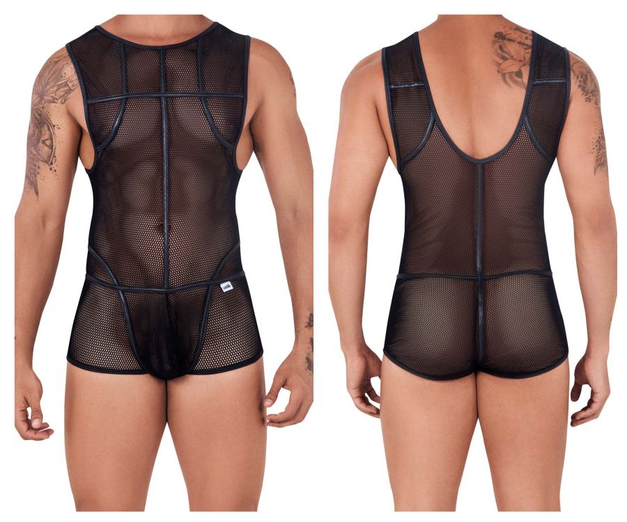 CandyMan 99528 Mesh Bodysuit Trunks Black