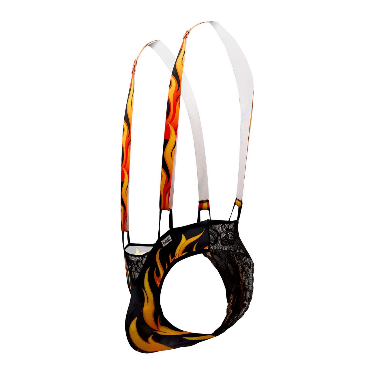 CandyMan 99543 Fire Bodysuit Black & Orange