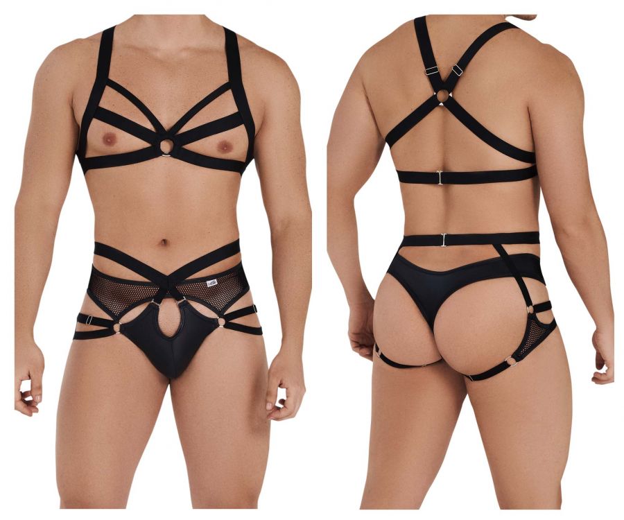 CandyMan 99546 Harness-Thongs Outfit Black