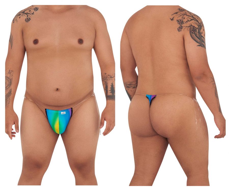 CandyMan 99571X Invisible Strap Micro G-String Rainbow Print Plus Sizes