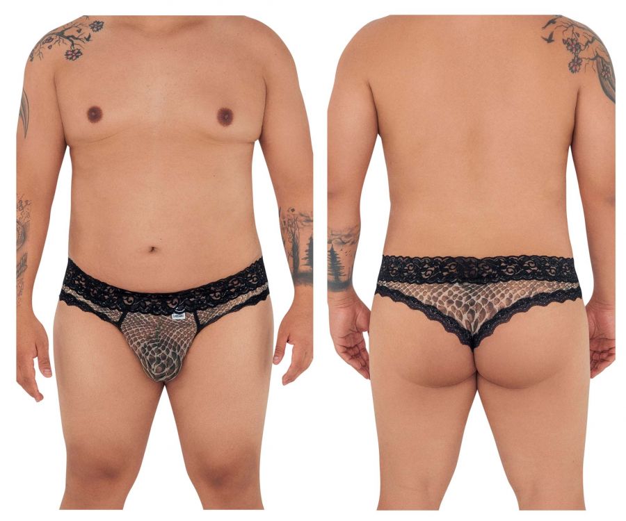 CandyMan 99596X Mesh-Lace Thongs Leopard Print Plus Sizes