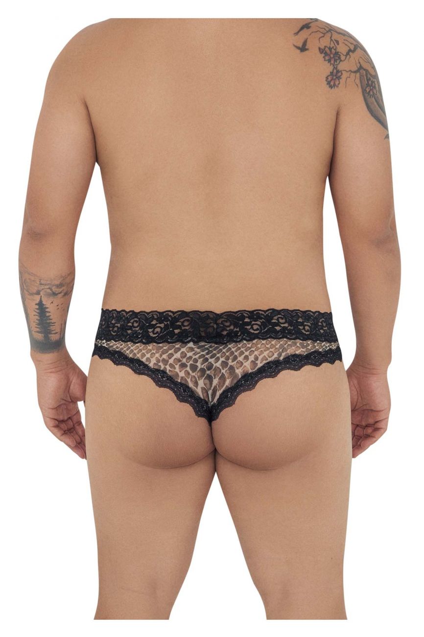 CandyMan 99596X Mesh-Lace Thongs Leopard Print Plus Sizes