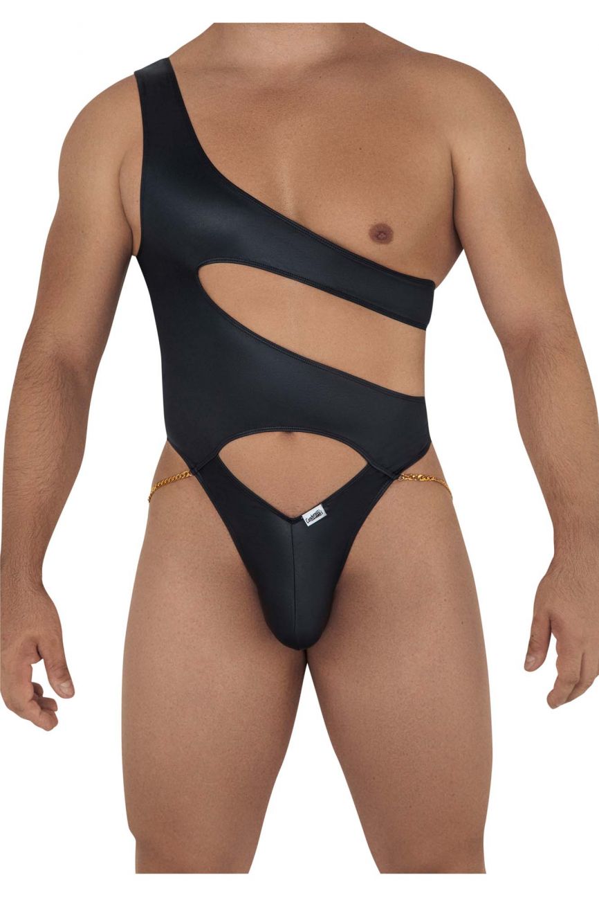 CandyMan 99597 One Shoulder Bodysuit Black