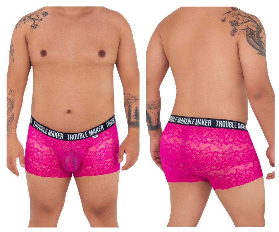 CandyMan 99616X Trouble Maker Lace Trunks Pink Plus Sizes