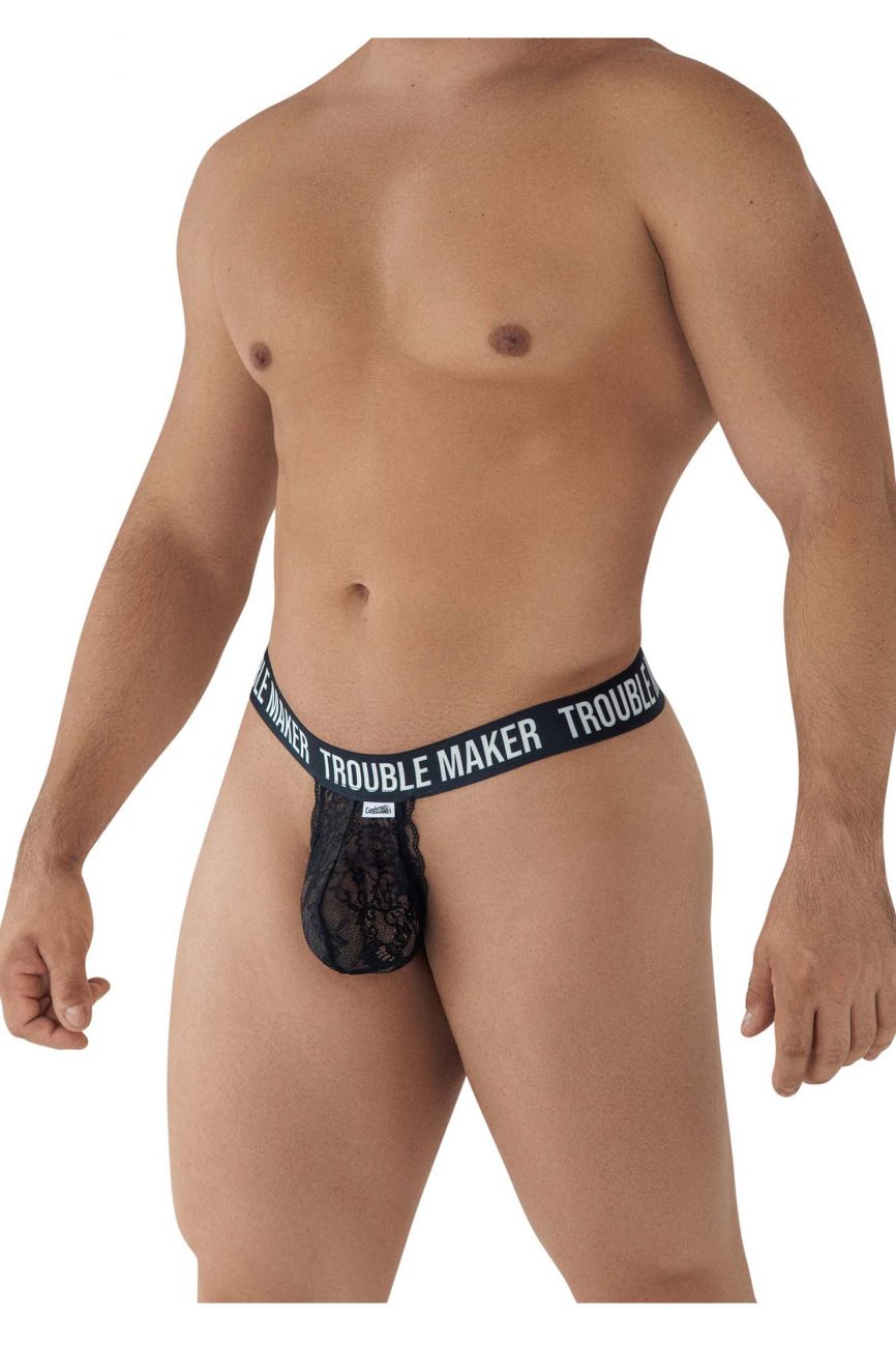 CandyMan 99618 Trouble Maker Lace Thongs Black