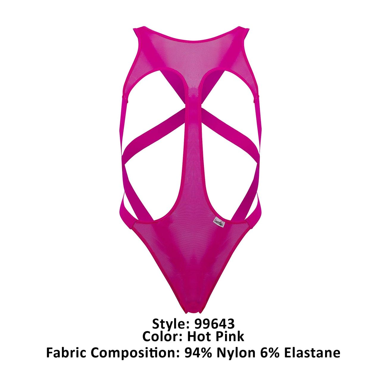 CandyMan 99643 Mesh Bodysuit Hot Pink