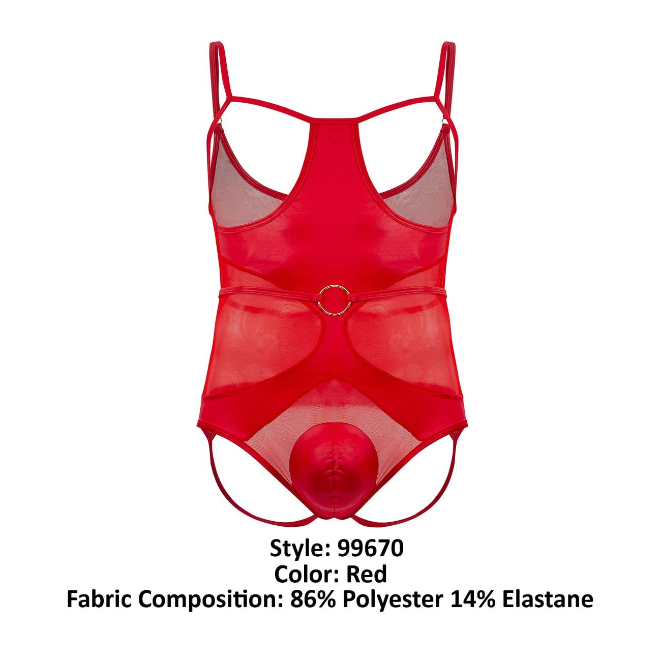 CandyMan 99670 Harness Bodysuit Red