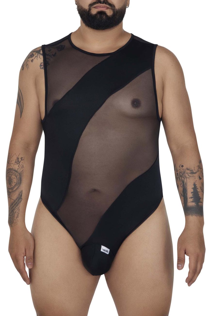 CandyMan 99699X Mesh Bodysuit Black Plus Sizes